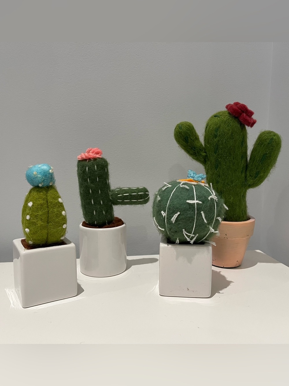 Ashland Felt Potted Cactus Tabletop Decor Green SET OF 4